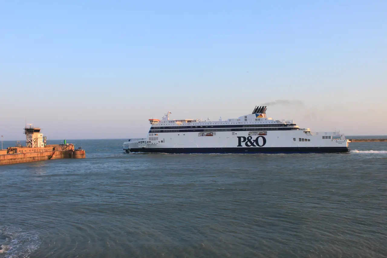 The P&O ferry Spirit of France leaving Dover Harbour for Calais on a calm evening